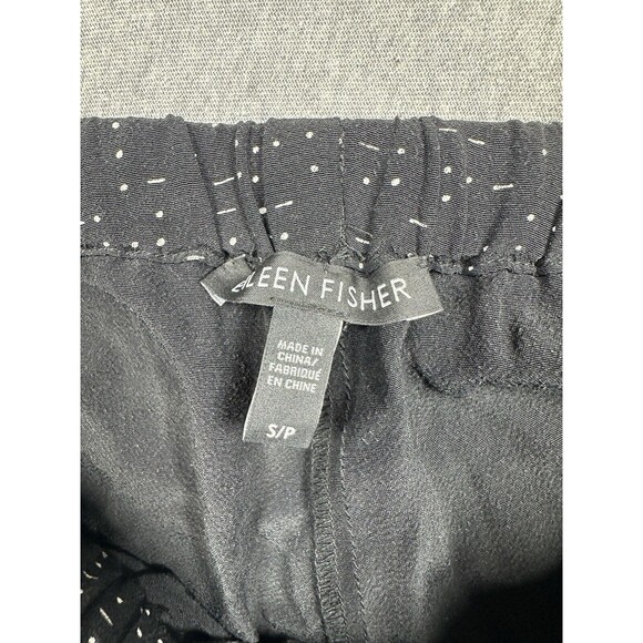 Eileen Fisher Black White Spotted Tencel Viscose Pull On Pants Size Small - Picture 2 of 8